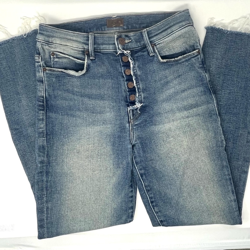 MOTHER Denim The Fly Cut Stunner Ankle Fray Jeans Night Sz 27 – Brand New - Picture 13 of 15